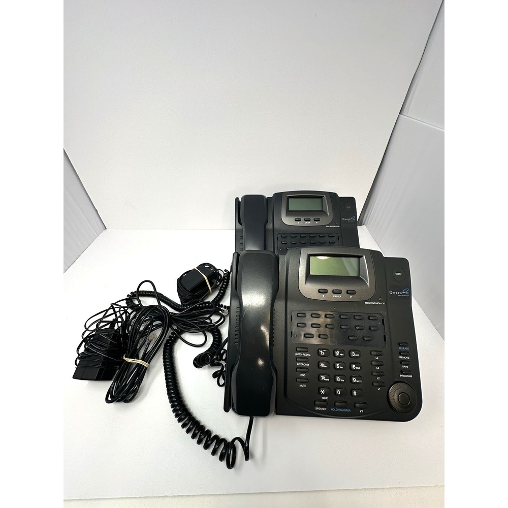 Lot of 2 Qwest Business Phones HASNSQ412 4 Lines With Power Cords and Stands